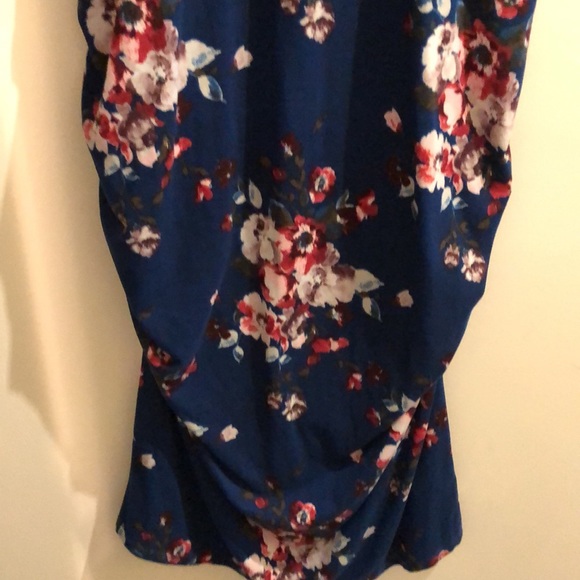Nine Britton Blue Floral Maternity Ruched Bodycon Short Sleeve Dress size XL - Picture 6 of 7